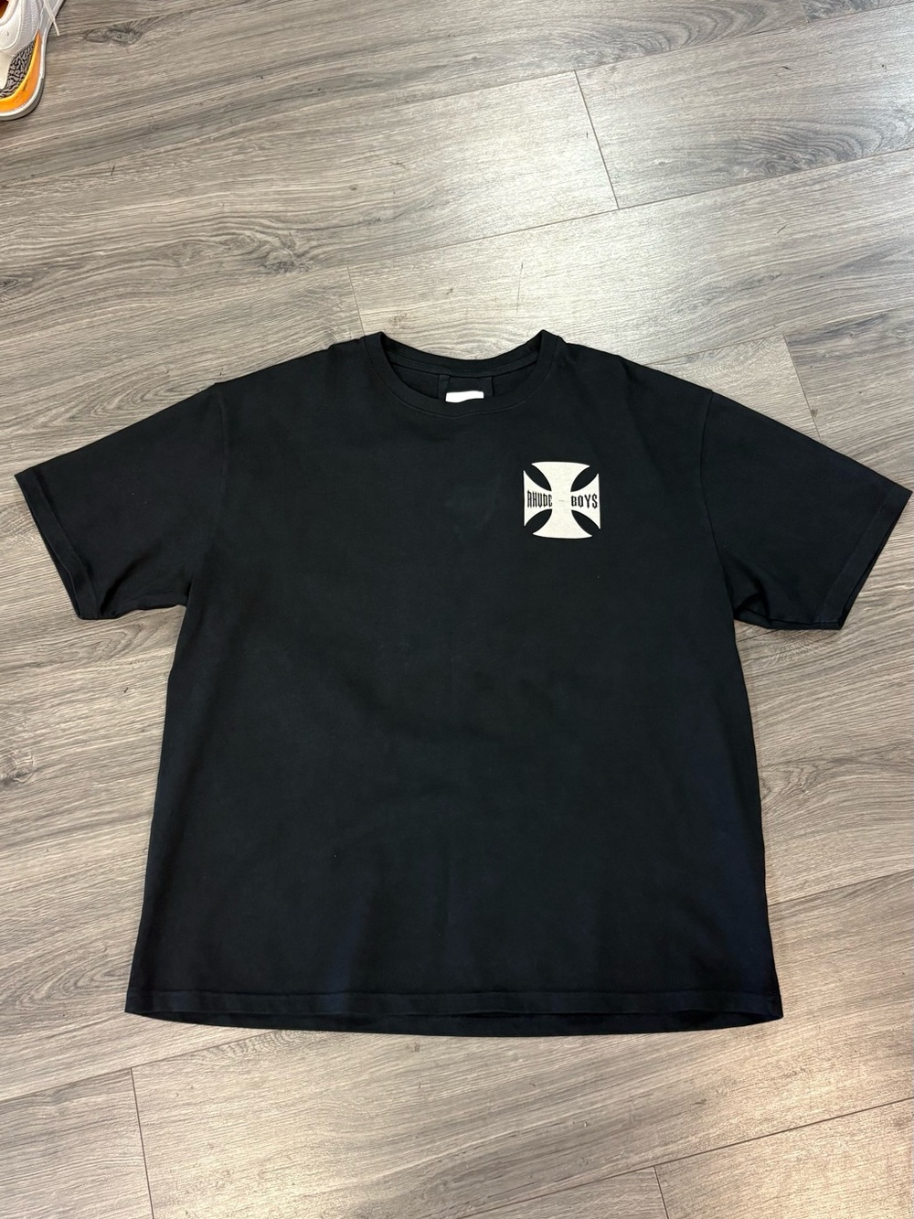 Rhude Black T-Shirt with White Chest Crest